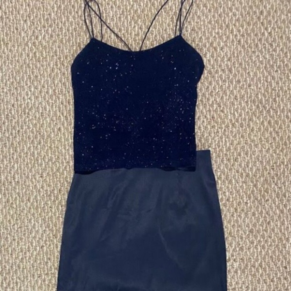 Navy Sparkle Cami Slip Dress
